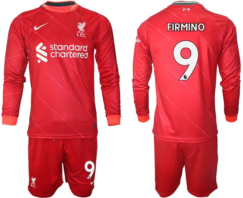 Men 2021-2022 Club Liverpool home red Long Sleeve #9 Soccer Jersey->customized soccer jersey->Custom Jersey